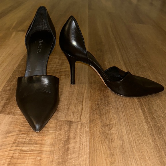 Vince Black Leather D'Orsay Pumps - Picture 3 of 5